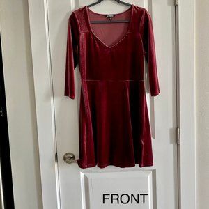 Velvet Flare Dress with 3/4" Sleeves